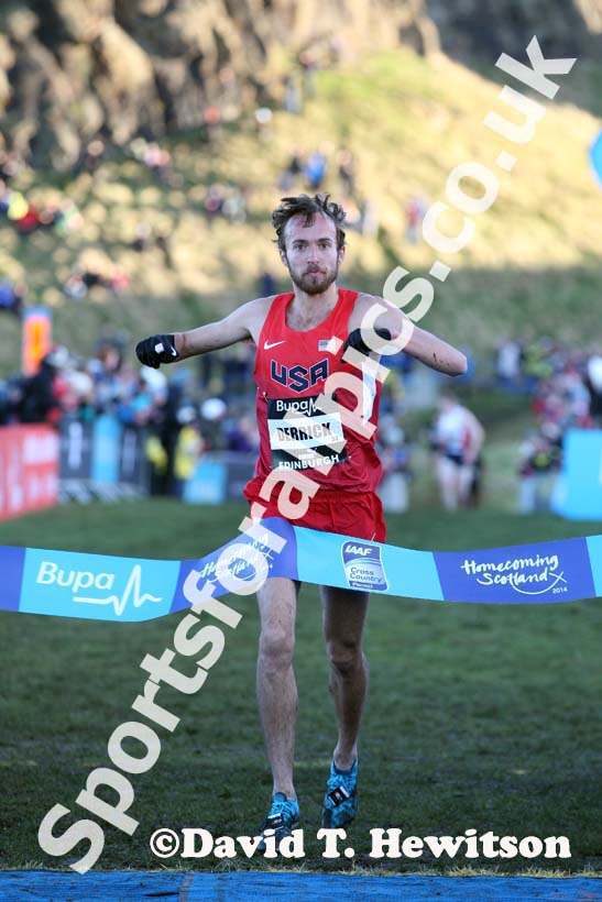 Chris Derrick (USA) wins the senior mens 8k BUPA Great Edinburgh Cross Country. Photo: David T. Hewitson/Sports for All Pics